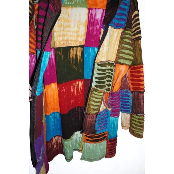 Greater Good Network Boho Patchwork Hoodie S/M – Handmade in Nepal – 100% Cotton - Picture 6 of 6